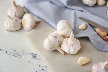 Fresh garlic on light table