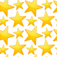 Star Five Point Gold Emoji Pattern. Traditional Astronomical Seamless Background Symbols. Silhouette Emoticon Metaphrical senses Design Vector.