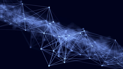 Polygonal background with dots and lines. Network connection structure. Science and technology. 3d