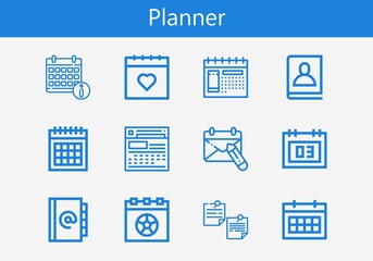 Premium set of planner line icons. Simple planner icon pack. Stroke vector illustration on a white background. Modern outline style icons collection of Notepad, Calendar, Agenda