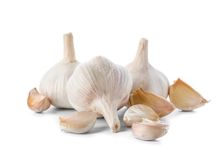 Fresh garlic on white background