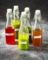 Beautiful selection of cooking aromatic oils.Made with fresh herbs and spices.