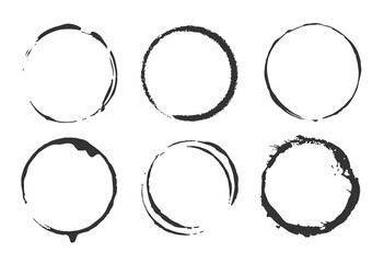 Grunge ink circle, black isolated on white background