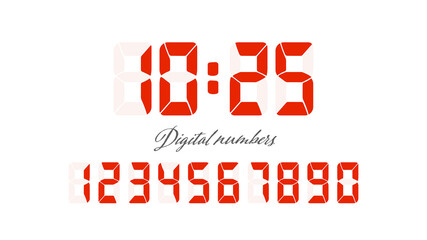 Vector Digital Numbers Set Isolated on White Background