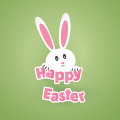 Happy Easter Card With Funny Bunny