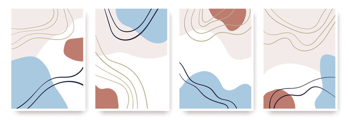 Abstract shapes hand drawn set. Contemporary modern trendy vector backgrounds.