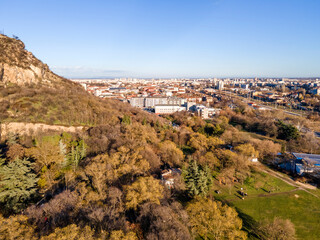 Dzhendem tepe hill and panorama to City of Plovdiv, Bulgaria