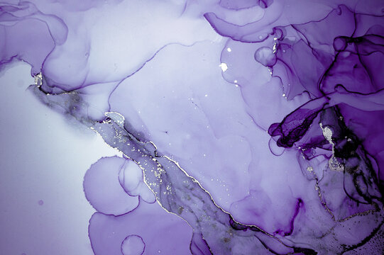 Purple Liquid Paint. Smoke Metallic Alcohol Oil Background. Marble Abstract Design. Modern Liquid Paint Waves. Watercolor Fluid Paper. Gray Acrylic Art Pattern. Flow Liquid Paint Waves.