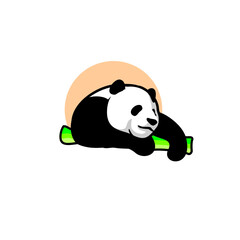 Cute Panda bear Logo design vector template. 
Funny Lazy Logo Panda animal Logotype concept icon.