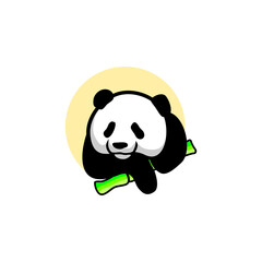 Cute Panda bear Logo design vector template. 
Funny Lazy Logo Panda animal Logotype concept icon.