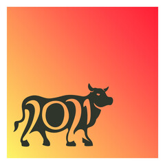 illustration of ox with letter 2021, 
cow icon for celebrating chinese new year,
Chinese new year 2021 year of the ox - Chinese zodiac symbol