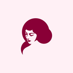 Vector illustration of woman, girl logo, icon, emblem.