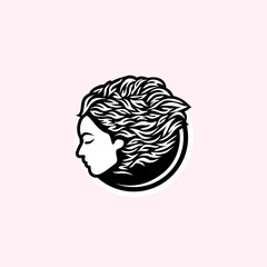 Vector illustration of woman, girl logo, icon, emblem.