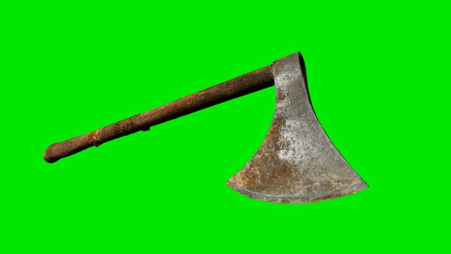 old Battle ax on green chromakey background