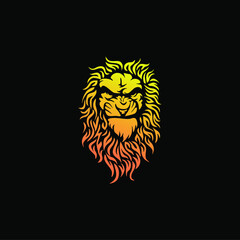 Wild Angry Golden Lion Head Logo Vector Template Illustration Design Mascot Animal