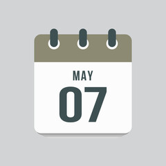 Icon day date 7 May, template calendar page