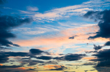 Fototapeta na wymiar Beautiful sunset. Pink and black clouds in the sky