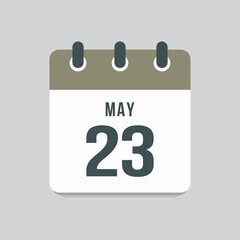 Icon day date 23 May, template calendar page