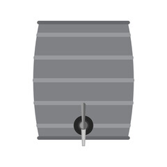 Silver metal beer keg with tap. Vector clipart. Illustration оn blank white background. 