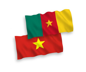 Flags of Cameroon and Vietnam on a white background