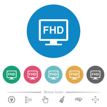 Full HD display flat round icons