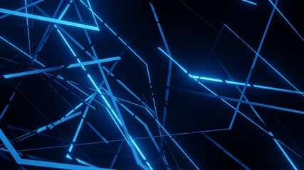 modern abstract background geometric lines neon glow blue. 3d render