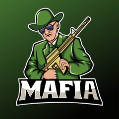 Mafia mascot and esport logo design. easy to edit and customize