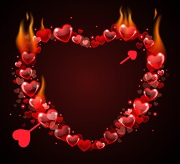 heart shape burning message
