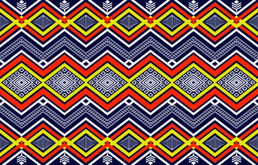 Abstract ethnic geometric pattern design Blue background for wallpaper.