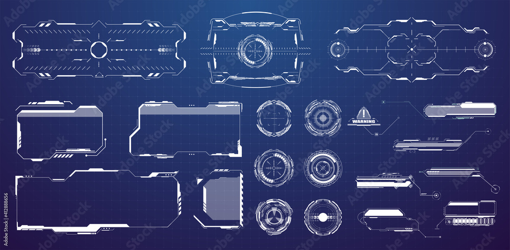 Leinwandbilder modern futuristic hud elements. template of sights for games. cyberpunk virtual game interface. fram