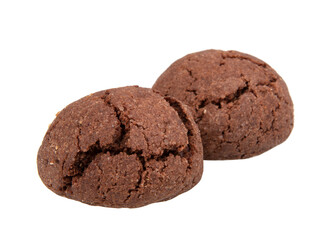 Yummy cocoa chocolate cookies isolated on the white background