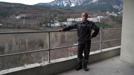 Portrait of male worker of Caucasian nationality close-up.