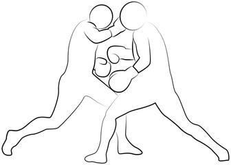 Boxing icon of a sports set. Line vector illustration