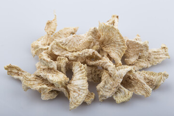 Dried shredded daikon radish Isolated on White Background.