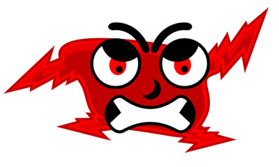 graphic design illustration of angry red crack expression