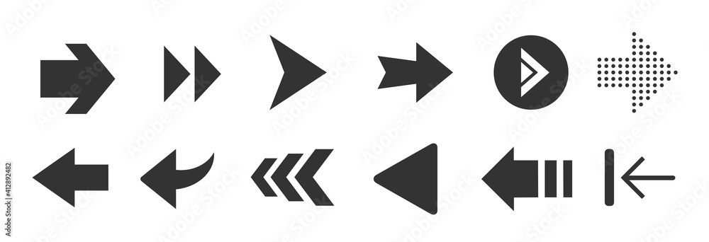 Poster arrows set icons. arrow icon. arrow vector collection. arrow. cursor. modern simple arrows.