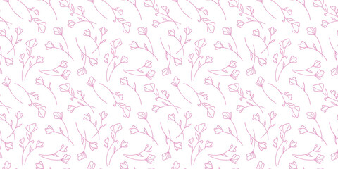 Pink floral repeat pattern background design.