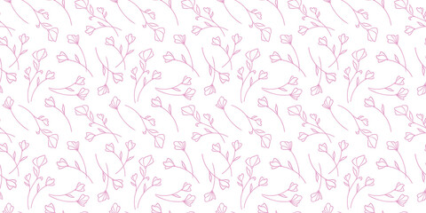 Pink floral repeat pattern background design.