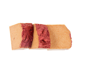 Fragrant organic multi-colored soap on a white background. Natural products, healthy lifestyle.