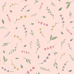 Easter seamless pattern with leaves and flowers.