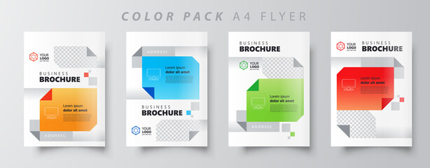 Flyer brochure design template squares theme set color