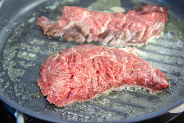 Cuisson de bavette d'aloyau.