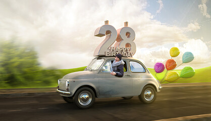 Geburtstagsauto Happy Birthday 28