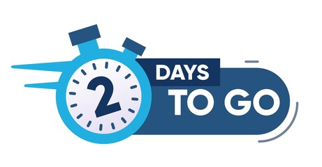 Two Days Left Icon. 2 Days To Go.