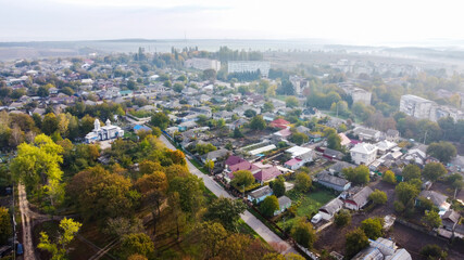 Fototapeta na wymiar Aerial drone view of a village in Moldova
