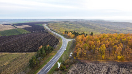 Fototapeta na wymiar Aerial drone view of nature in Moldova