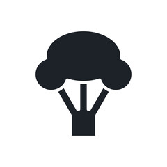 Broccoli icon. Black isolated silhouette. Fill solid icon. Modern design. Vector illustration. Vegetables.