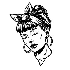 Vintage concept of pretty woman head