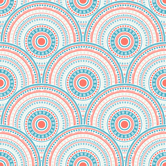 Materiał do szycia Ethnic circle shapes seamless geometric pattern.