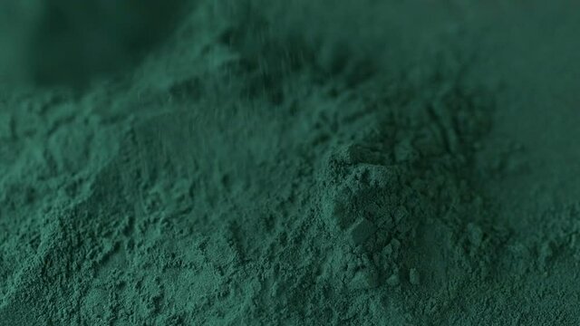 Superfood spirulina powder view from the top